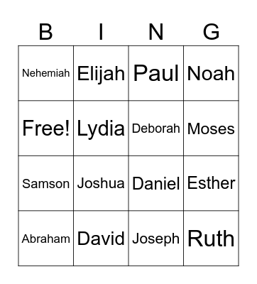 People in the Bible who thrived Bingo Card