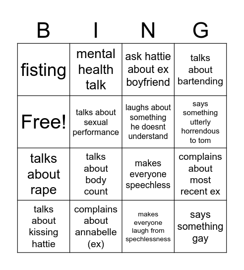 Nick Bingo Card