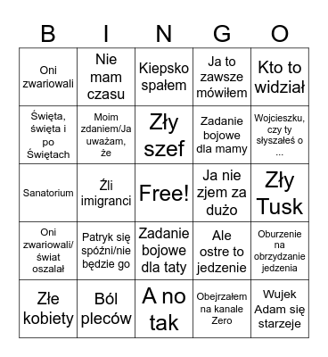 Wujek Adam Bingo Card