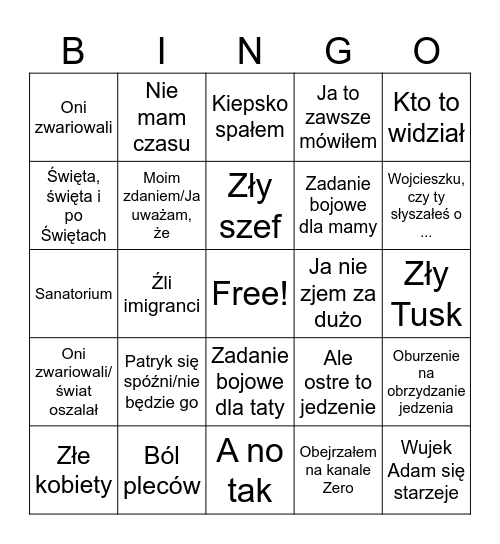 Wujek Adam Bingo Card