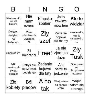 Wujek Adam Bingo Card