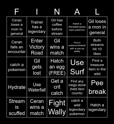 Egglocke/Cagelocke FINALE Bingo Card