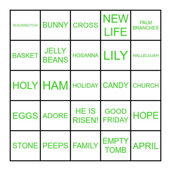 HAPPY EASTER Bingo Card