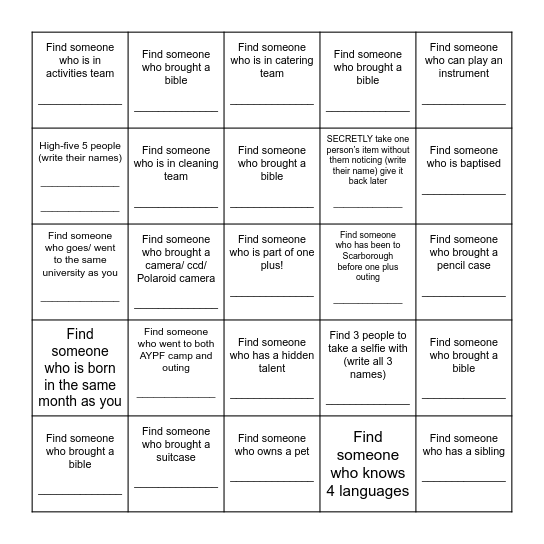 One Plus in Scarborough! Bingo Card