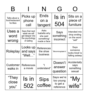 Robert Meeting Bingo Card