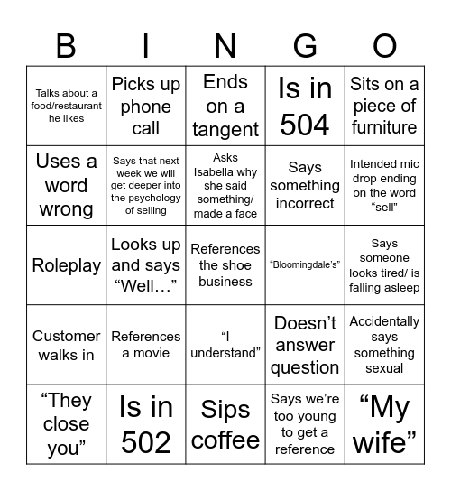 Robert Meeting Bingo Card