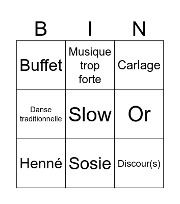 Bingo mariage Bingo Card