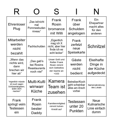 Frank Rosin Bingo Card