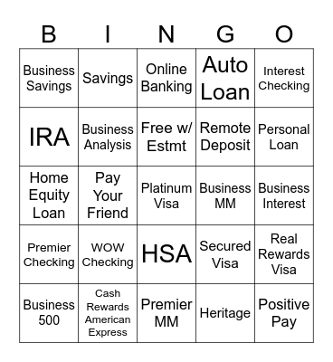 Product Knowledge Bingo Card