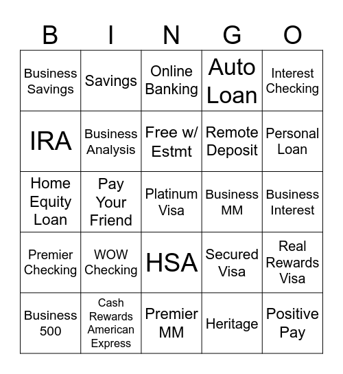 Product Knowledge Bingo Card