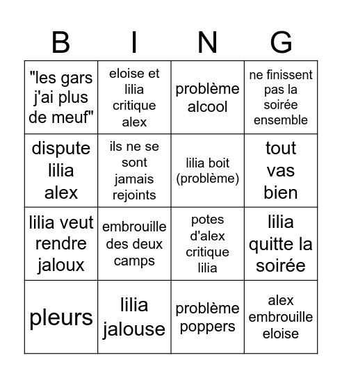 soirée mont de marsan Bingo Card