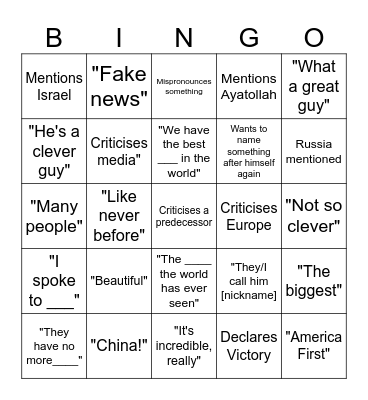 TRUMP 🤪 Bingo Card