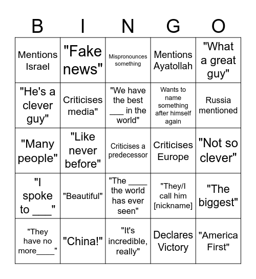 TRUMP 🤪 Bingo Card