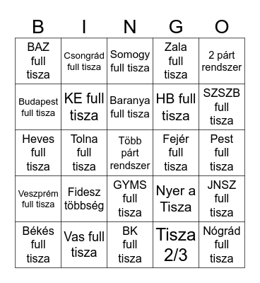 Választási Adatok 2026 Bingo Card