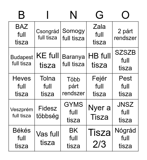 Választási Adatok 2026 Bingo Card
