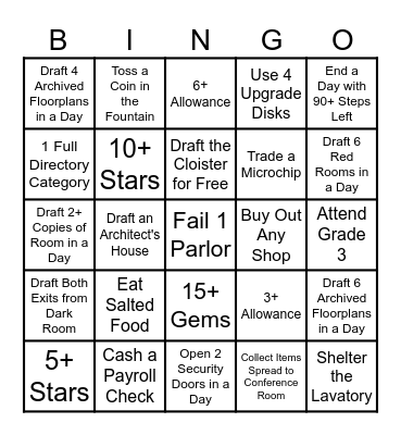 Blue Prince Bingo Card