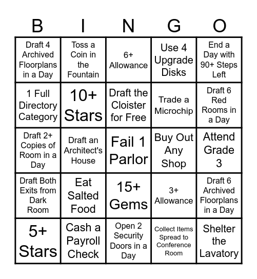 Blue Prince Bingo Card