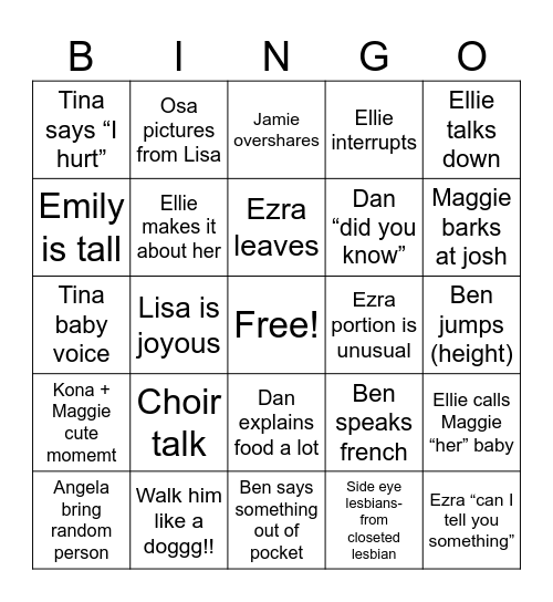 Can I shuffle💔 Bingo Card