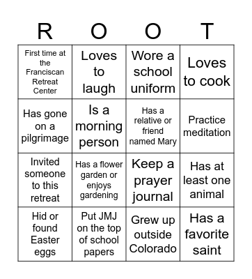 Rooted and Rising Bingo Card