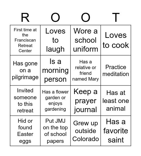 Rooted and Rising Bingo Card