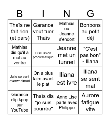 Anniversaire Iliana Bingo Card