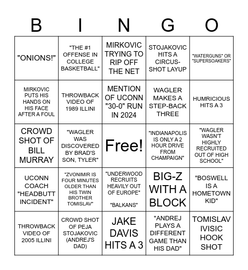 FIGHTING ILLINI Bingo Card