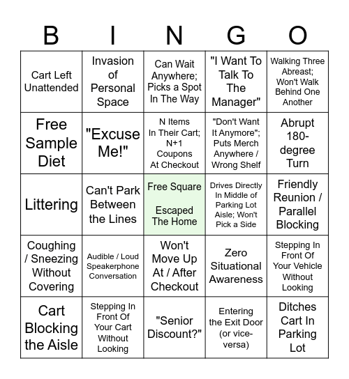 Boomer Bingo Card