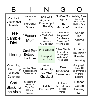 Boomer Bingo Card