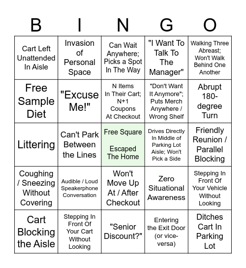Boomer Bingo Card