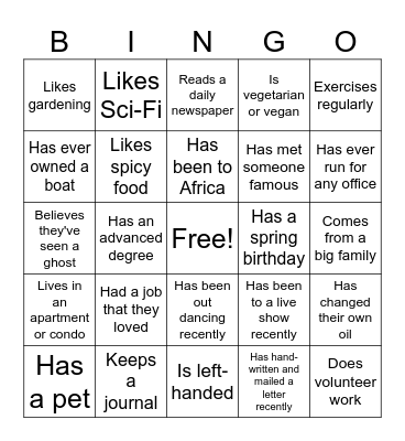 Brentwood Book Club Bingo Card