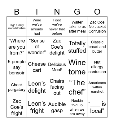 Two Star Bingo Card
