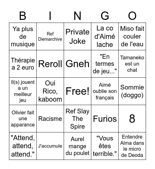 Furtivi Dramatis Peregrini Session 3 Bingo Card