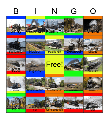 North American Steam Engines that I would like to fix one day Bingo Card