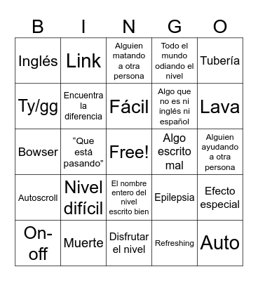 Mario maker 2 bingo Card