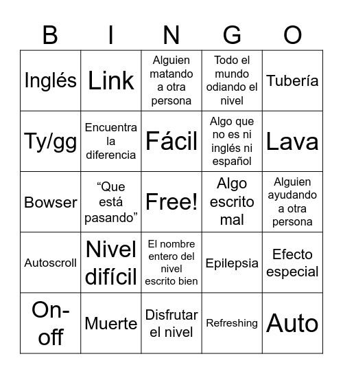 Mario maker 2 bingo Card