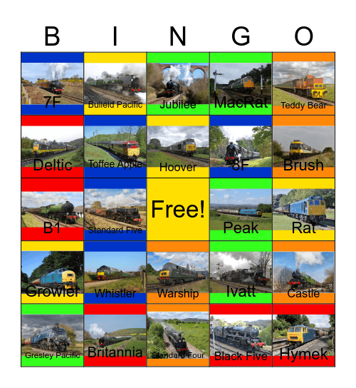 British Engines that I would like to fix one day Bingo Card