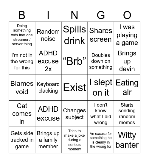 Slurs Untitled Bingo Card