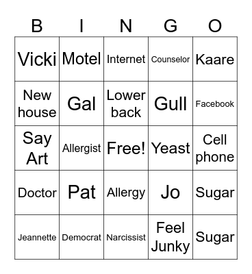 Gramma and Grampa Bingo Card
