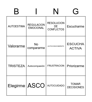 SOCIOEMOCIONAL Bingo Card