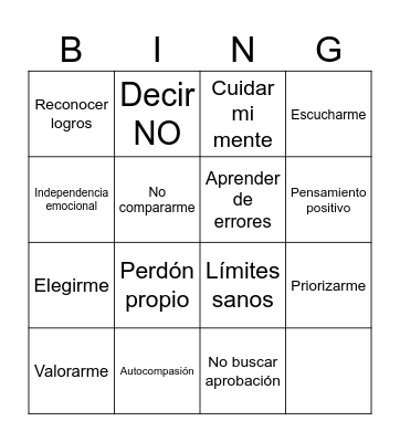 SOCIOEMOCIONAL Bingo Card