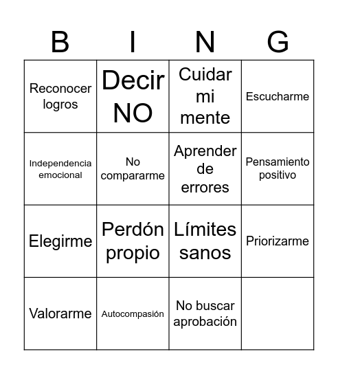 SOCIOEMOCIONAL Bingo Card