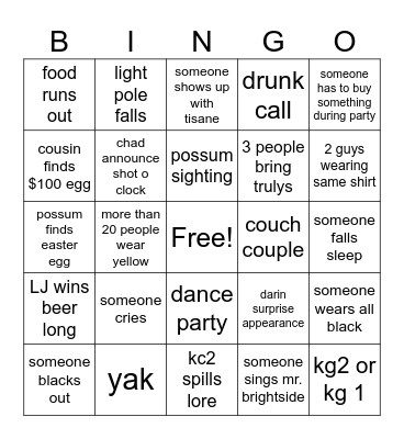 EASTER PARTY Bingo Card