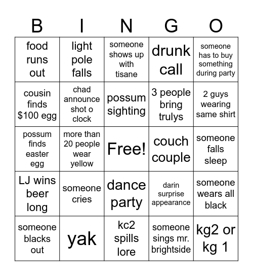 EASTER PARTY Bingo Card