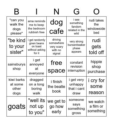 horrible week holiday bingo Card