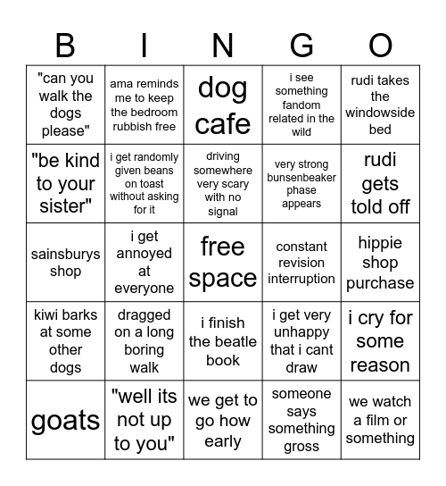 horrible week holiday bingo Card