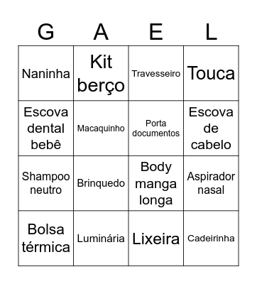 BINGO!!   CHÁ DO GAEL Bingo Card