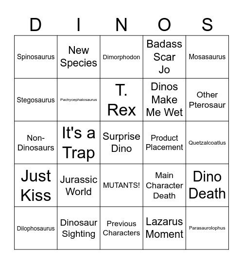 Jurassic World: Rebirth Bingo Card