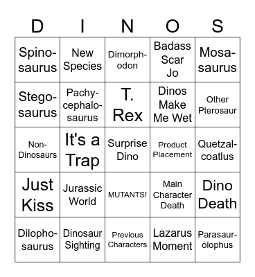 Jurassic World: Rebirth Bingo Card