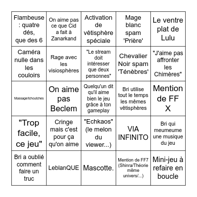 Bri sur FF X-2 Bingo Card