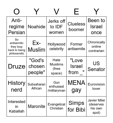 Philosemitism Bingo Card